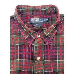 Polo Ralph Lauren Elliott Shirt Mens XXL Long Sleeve Button Plaid Navy Red Green